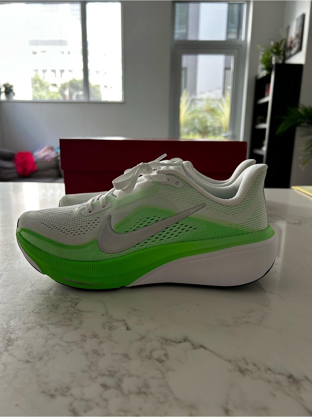 Nike Women's Pegasus 42 - White & Neon Green Running Shoe